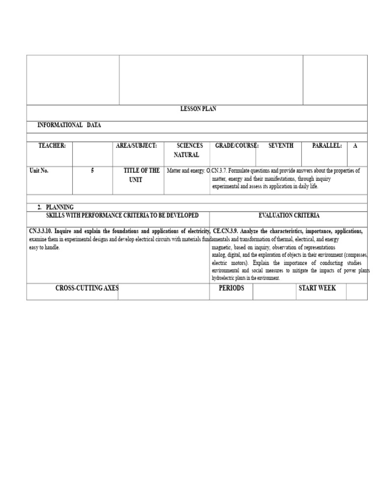 Lesson Plan | PDF | Lesson Plan | Electric Current