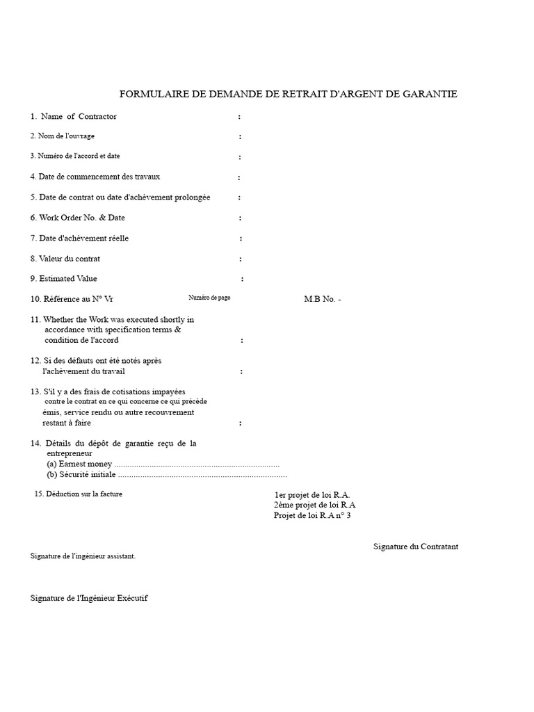 Demande de Retrait de Garantie Financière | PDF