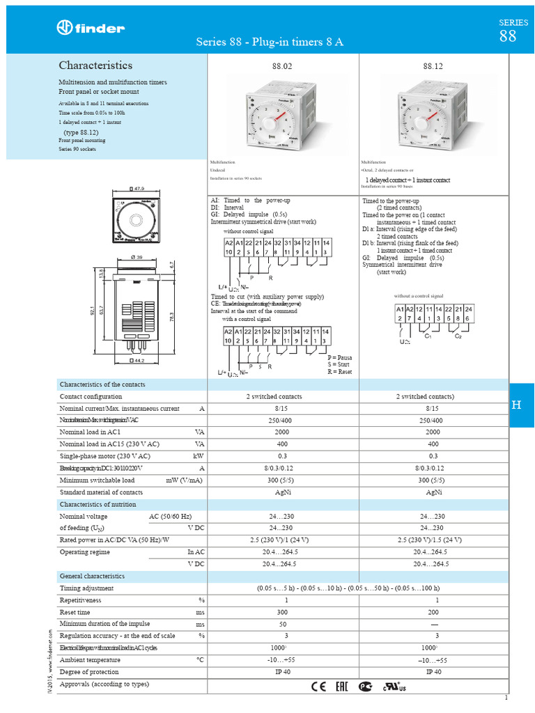 Series 88 Plug-in Timers Overview | PDF | Relay | Alternating Current