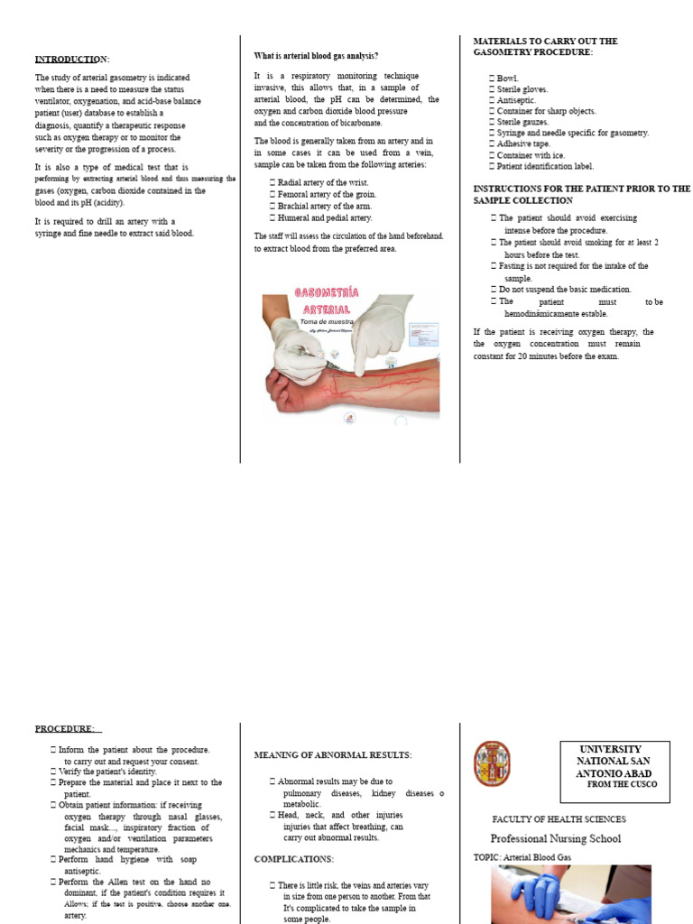 Arterial Blood Gas Analysis Guide | PDF | Blood Transfusion | Blood