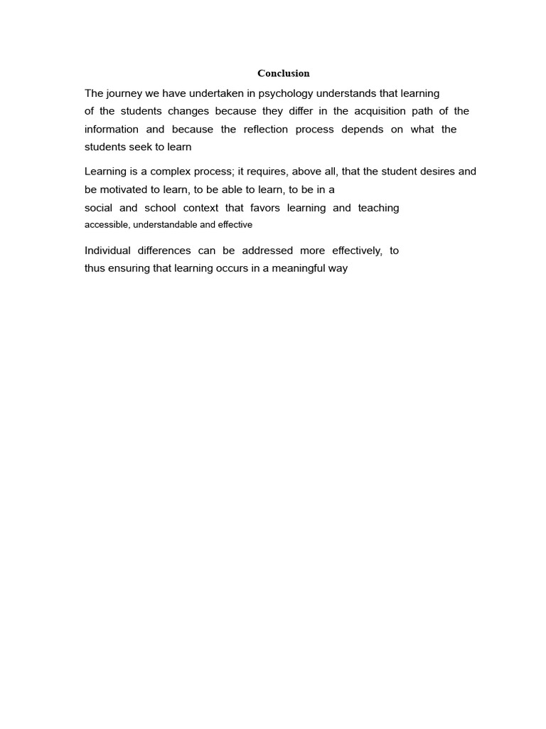 Conclusion, Objectives and Scheme of Individual Differences | PDF