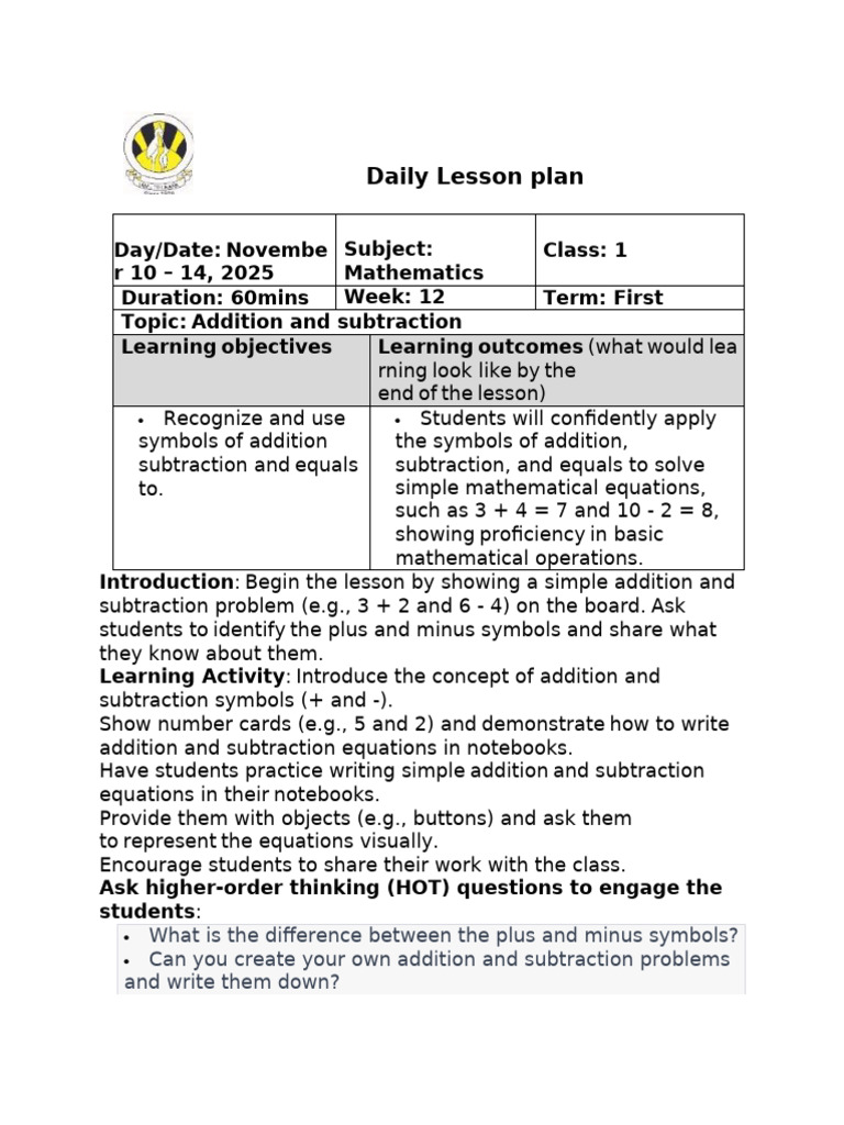 week 12 | PDF | Mathematics | Lesson Plan
