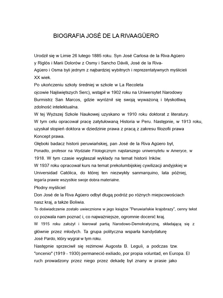 Biografia José de La Riva Agüero | PDF