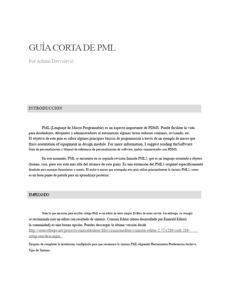Guía Básica de PML para PDMS | PDF | Lenguaje de programación | Macro ...
