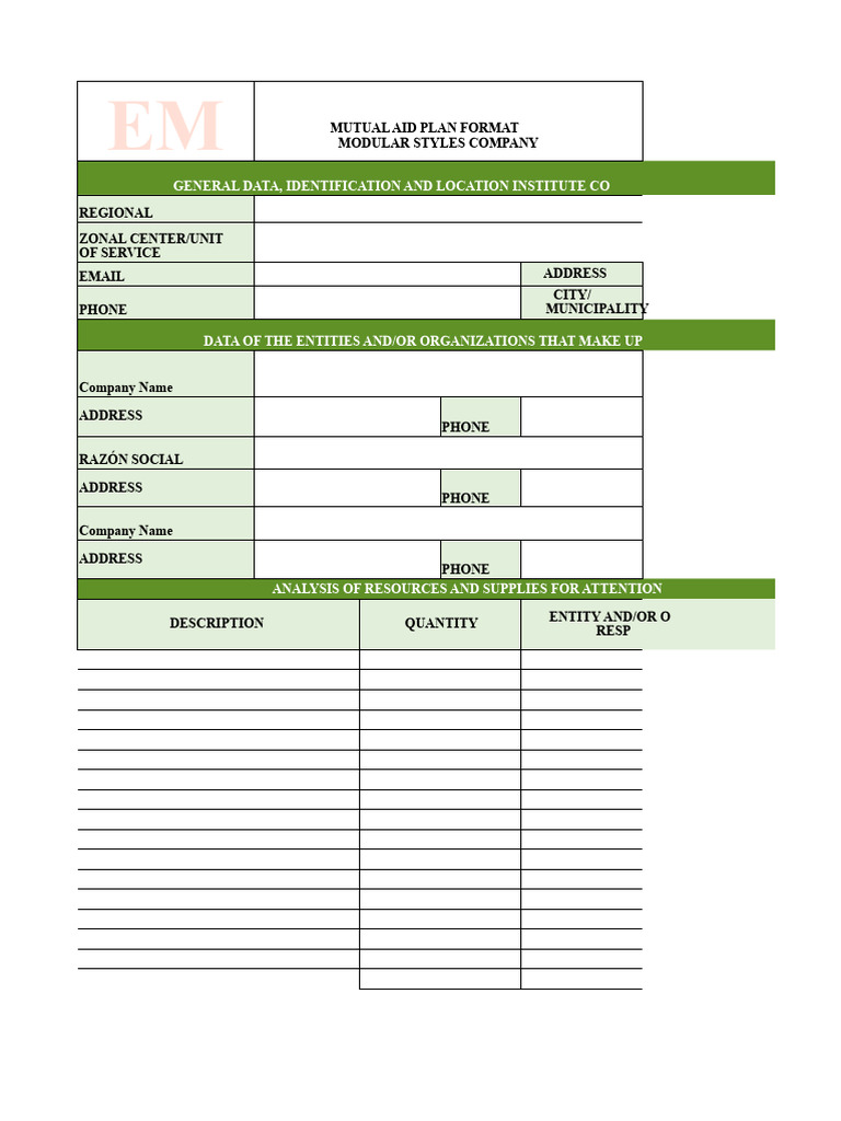 Mutual Aid Plan Format Guide | PDF