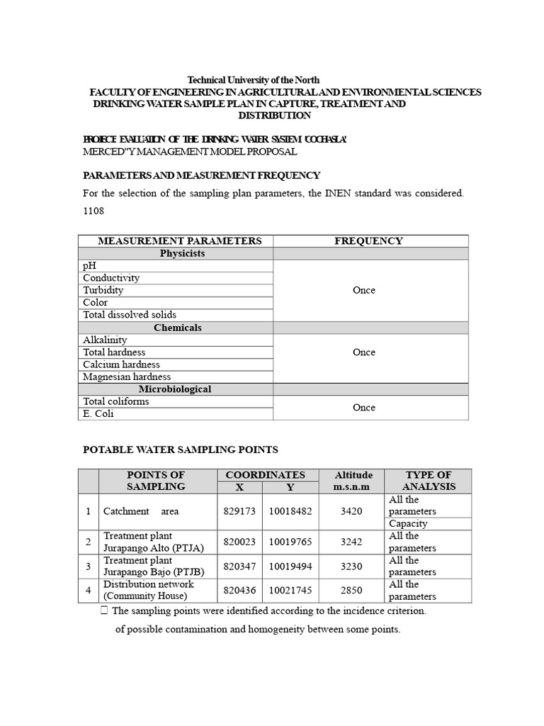 Evaluation of Cochala Water System | PDF | Drinking Water | Water