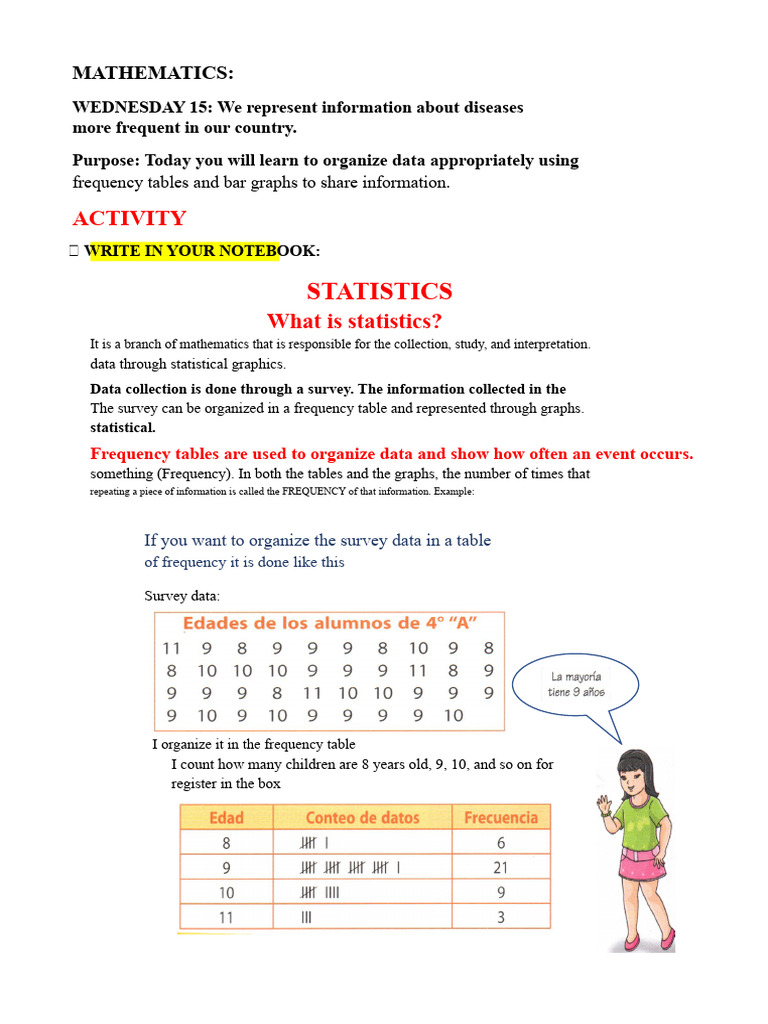 We Organize Data in Tables and Bar Charts. | PDF