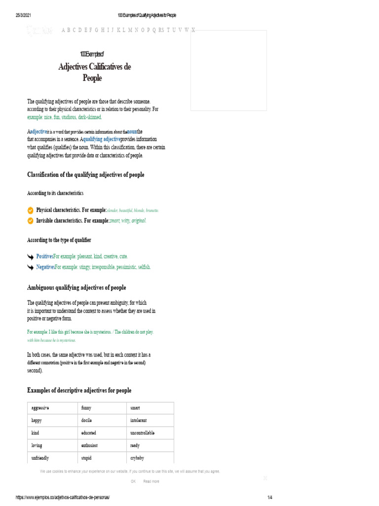 100 Qualifying Adjectives for People | PDF | Adjective | Semantic Units