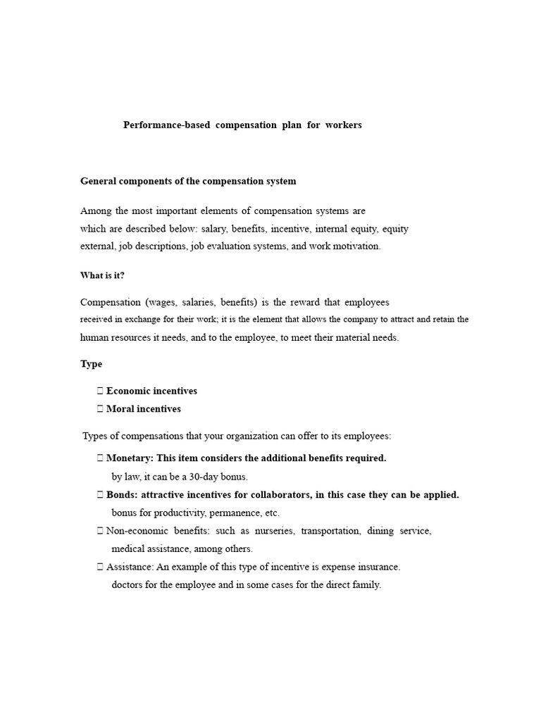 Performance-Based Compensation Plan Guide | PDF | Incentive | Employee ...