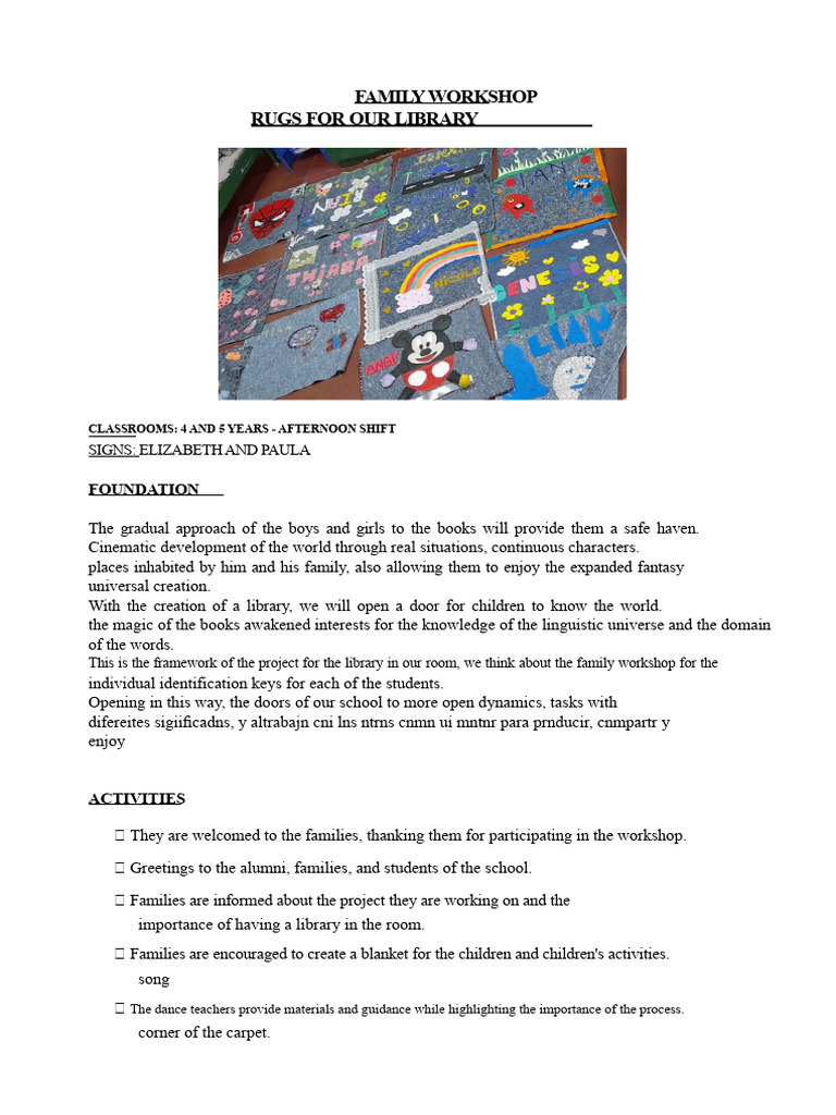 Family Workshop: Library Rugs Project | PDF | Cognition | Learning