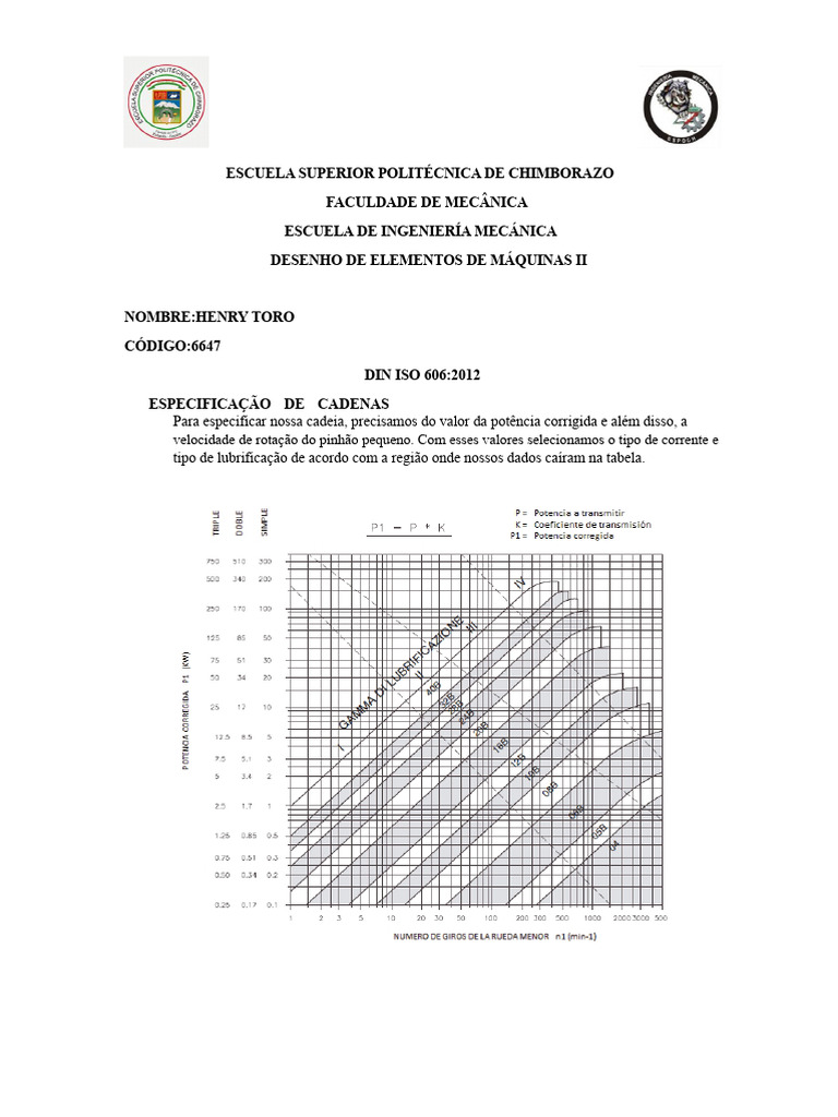 Especificação e Seleção de Correntes DIN ISO 606 | PDF | Potência ...
