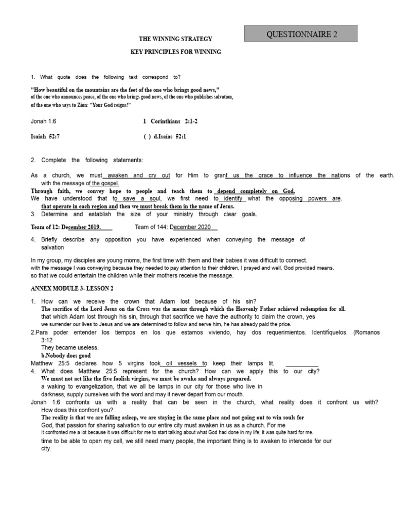 Questionnaire 2 | PDF | Isaiah | Christian Belief And Doctrine