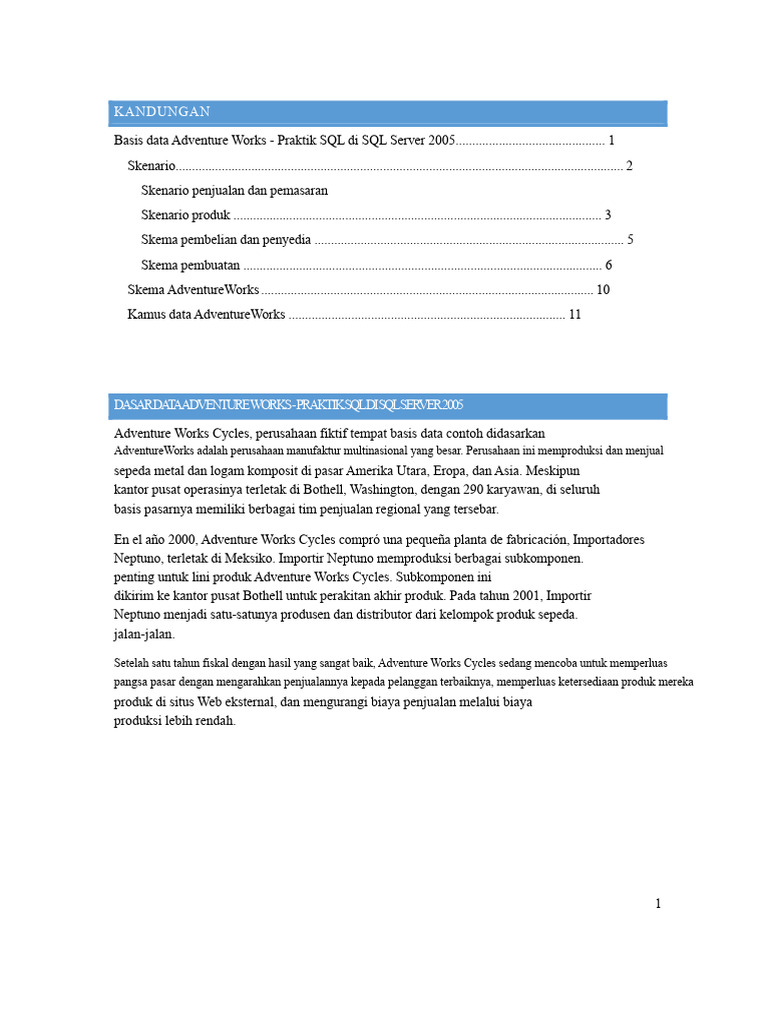 Praktik SQL Adventure Works 2005 | PDF