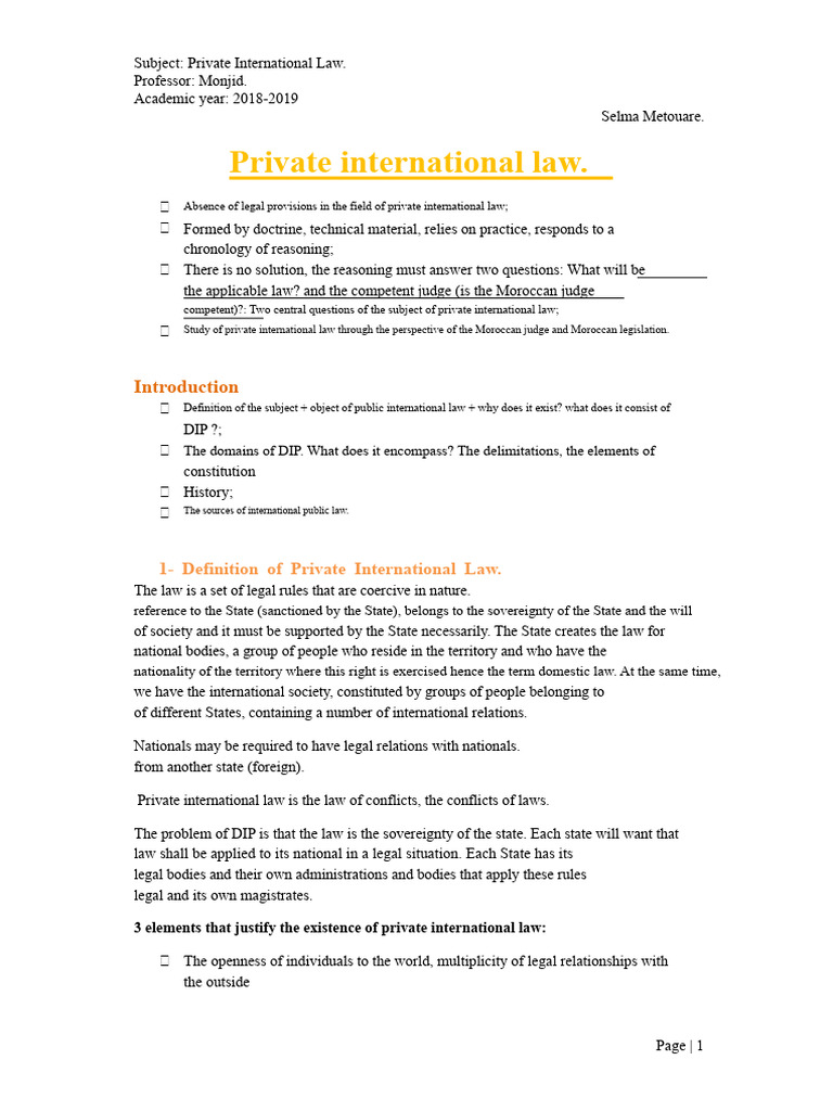 Overview of Private International Law | PDF | International Law ...