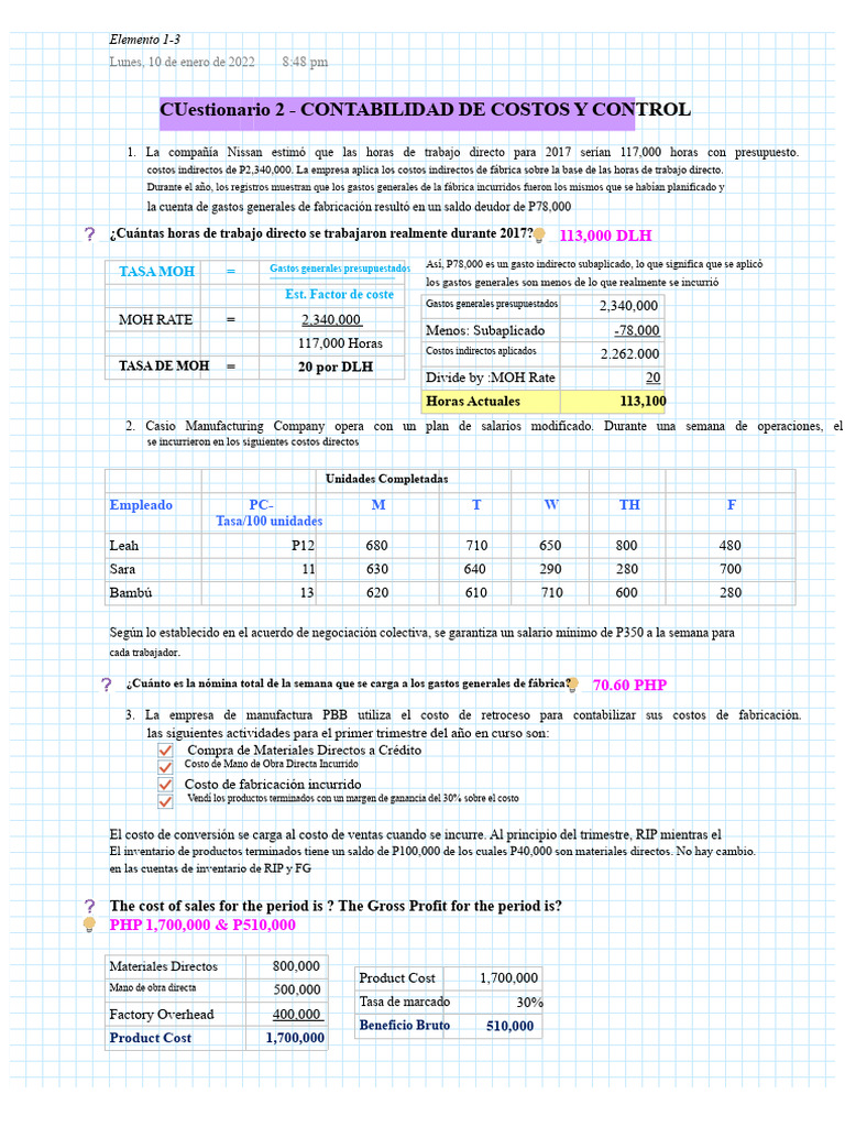 Contabilidad de Costos y Control en Manufactura | PDF | Presupuesto ...