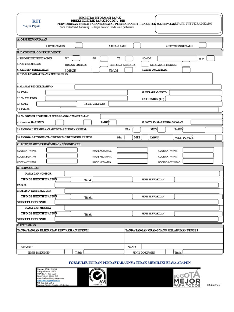 Formulir Permohonan RIT | PDF