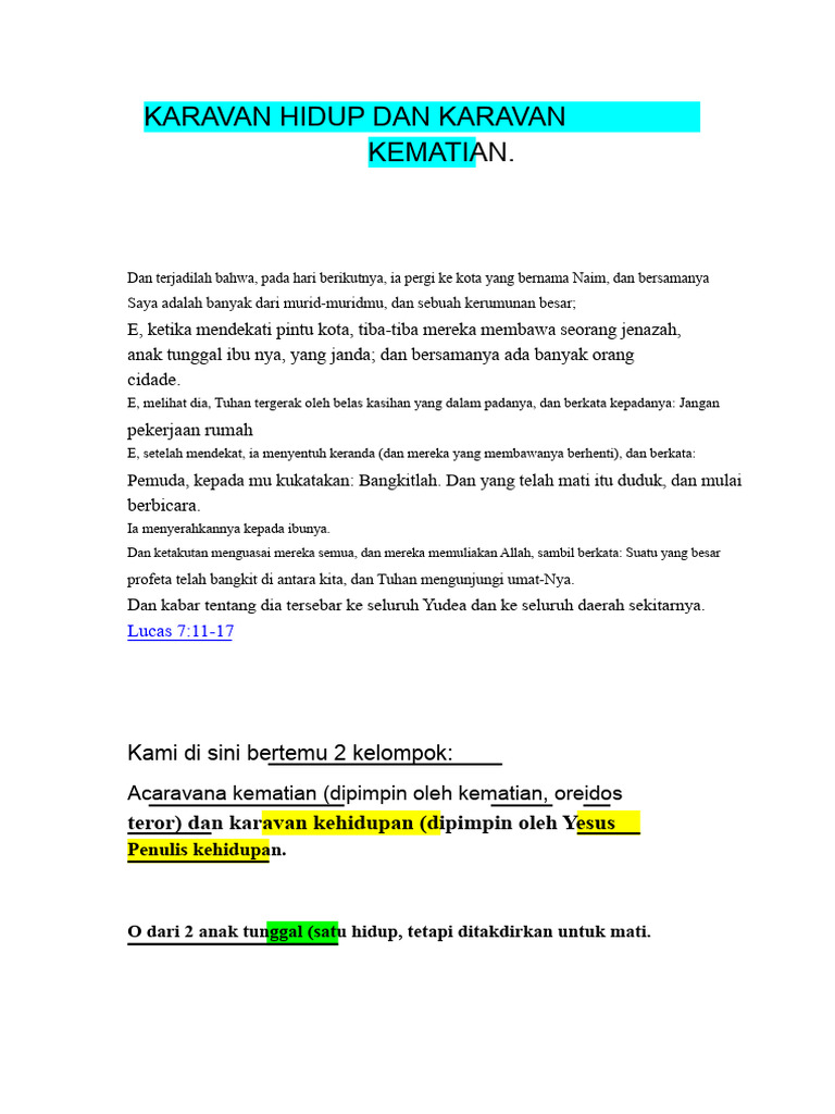 Karavan Hidup vs. Karavan Kematian | PDF