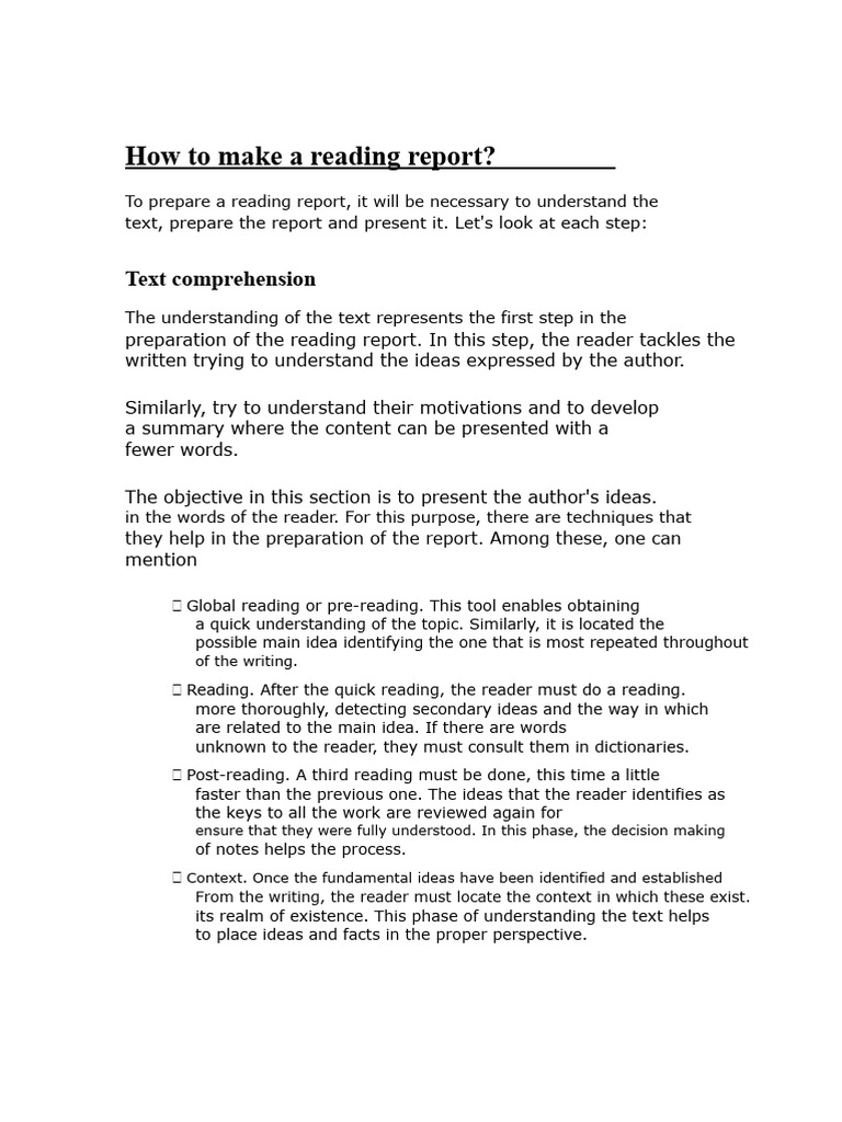 How To Make A Reading Report | PDF | Reading Comprehension | Socialism