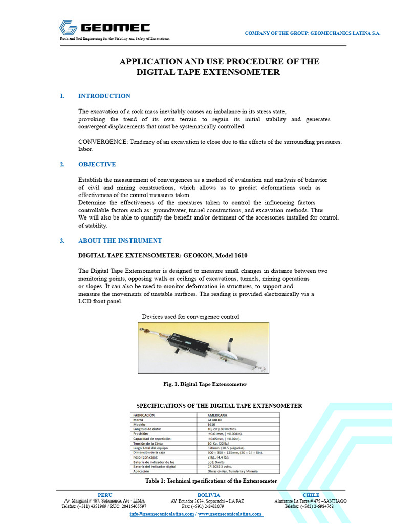 Digital Tape Extensometer Usage Guide | PDF | Calibration ...