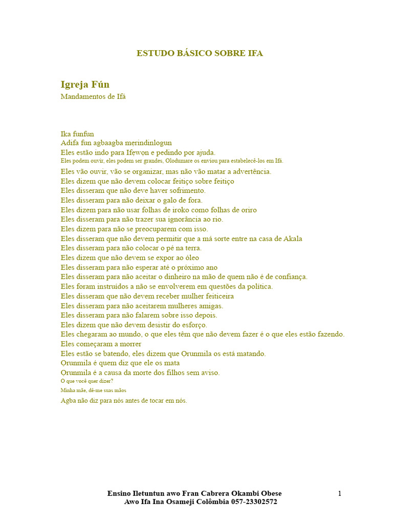 Mandamentos e Sabedoria de Ifá | PDF