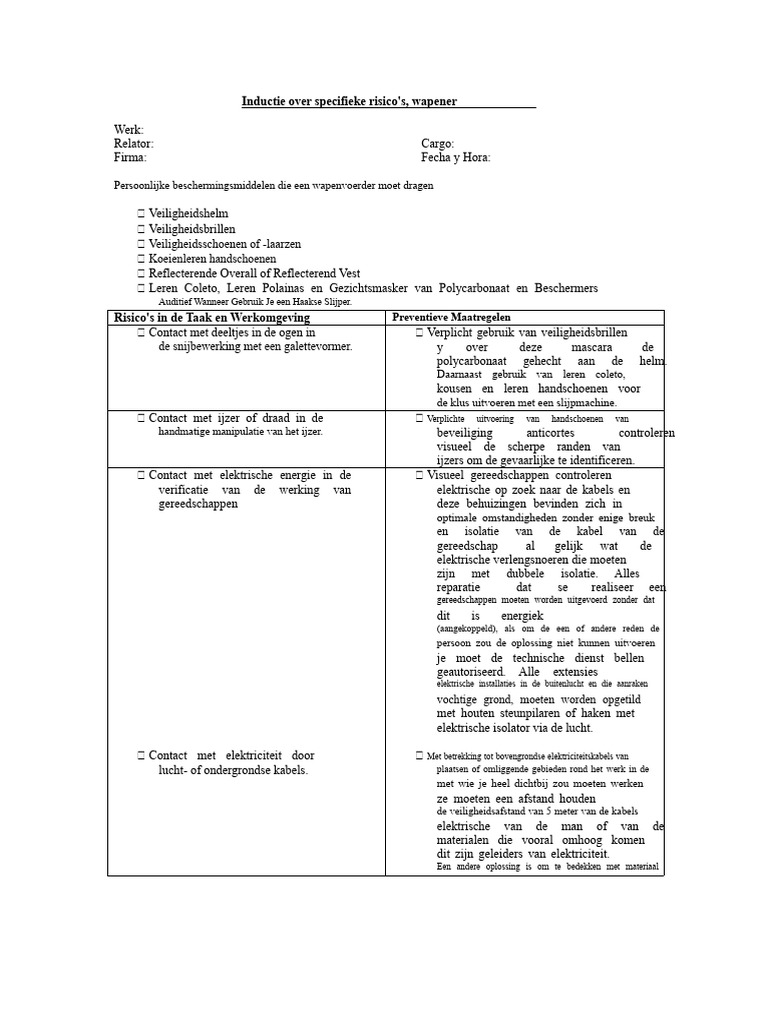 Specifieke Risico-Inleiding Voor Ijzerwerkers | PDF