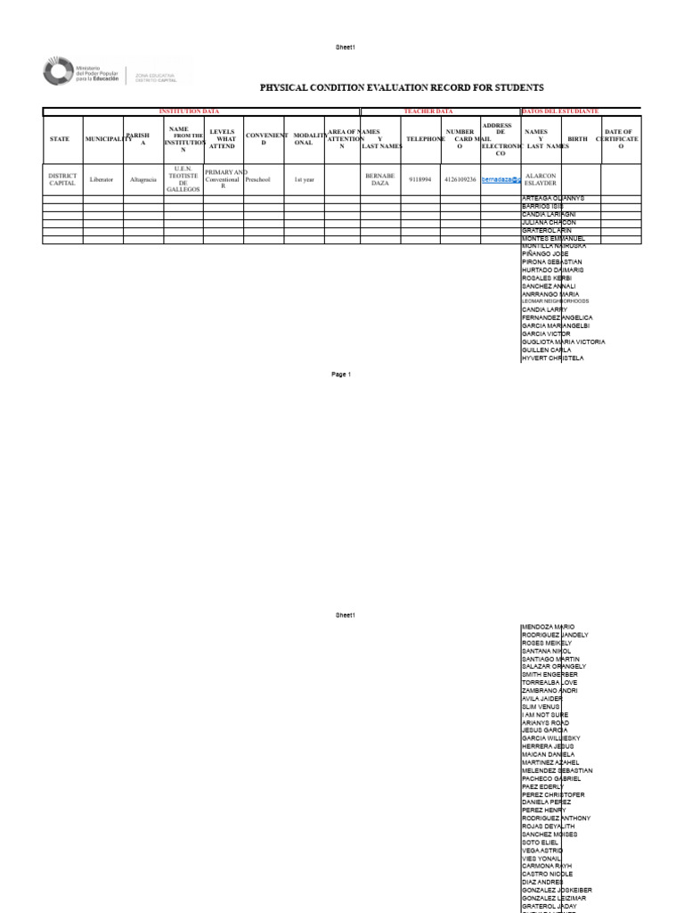 Physical Assessment Record Format | PDF | Microsoft Excel | Incremental ...
