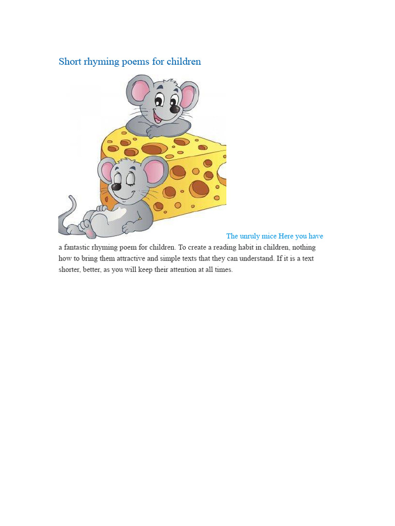 Short Rhyming Poems for Kids | PDF | Poetry