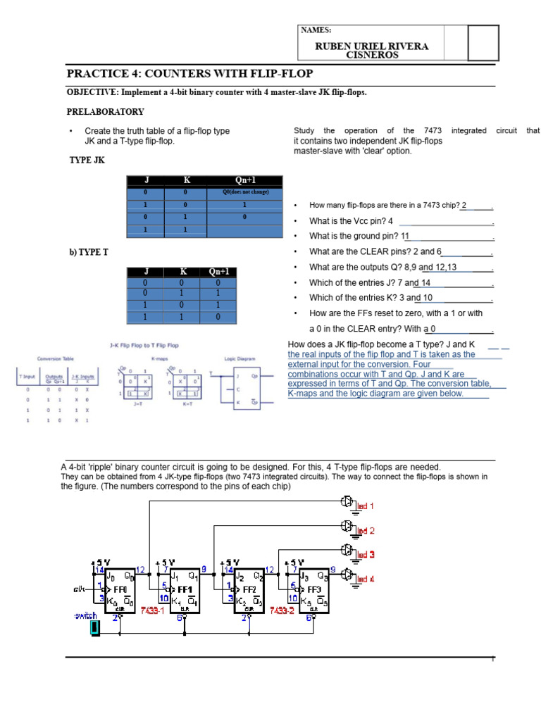 4-Bit Counter Design with JK Flip-Flops | PDF | Electrical Engineering ...