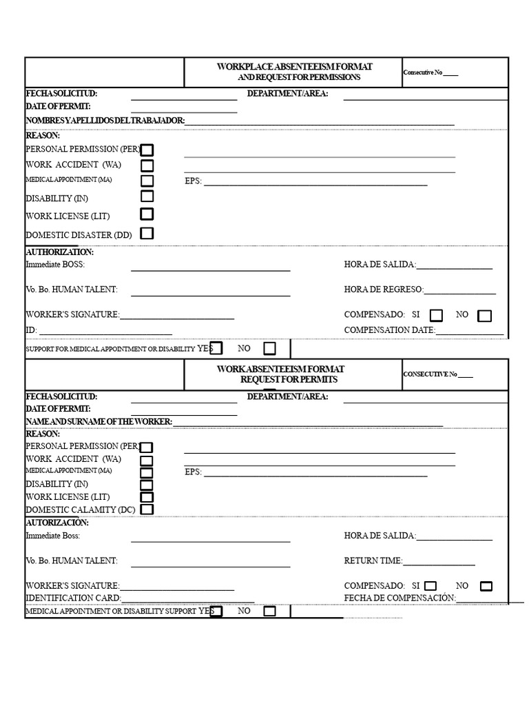 Copy of ABSENTEEISM FORMAT.xlsx | PDF