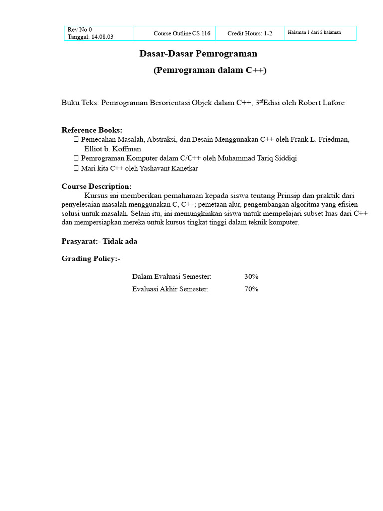 Dasar Pemrograman C++ untuk Pemula | PDF