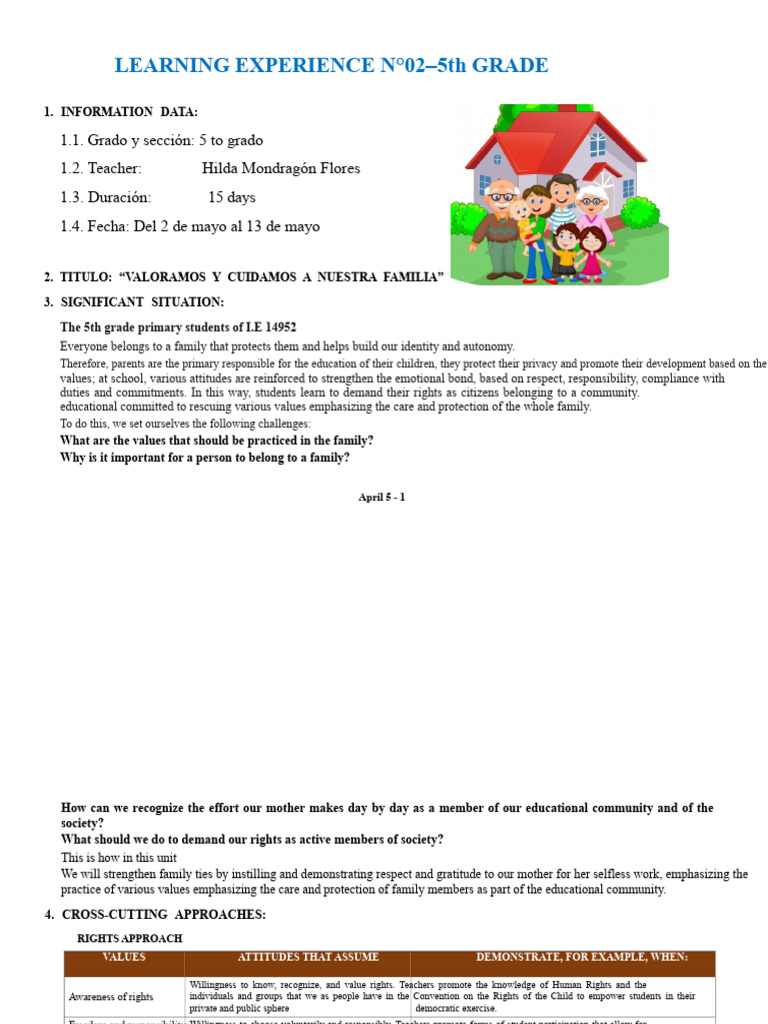 5th GRADE - LEARNING EXPERIENCE N°02 | PDF | Division (Mathematics ...