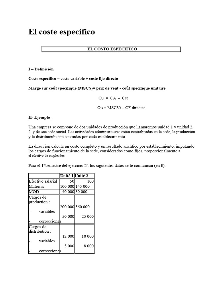Coste Específico: Definición y Ejemplo | PDF | Economias