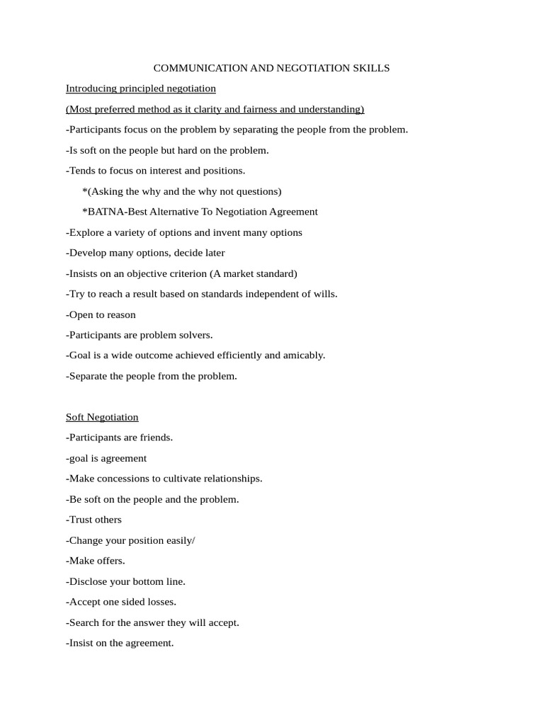 Communication and Negotiation Skill Notes | PDF