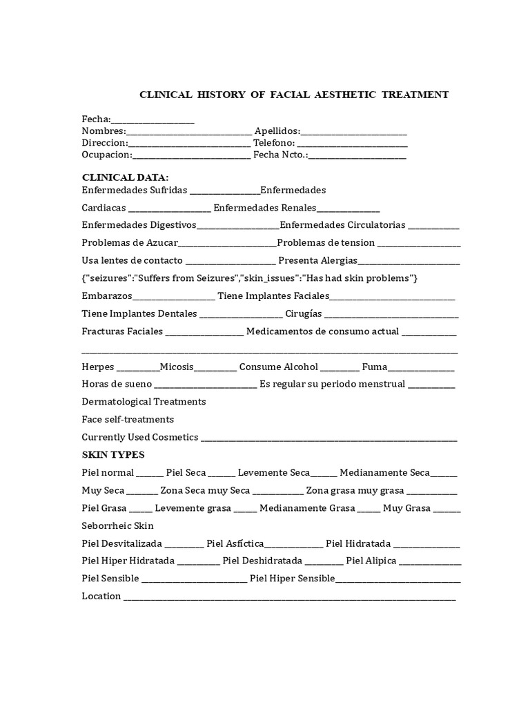 Facial Aesthetic Treatment History | PDF | Skin Care | Oatmeal