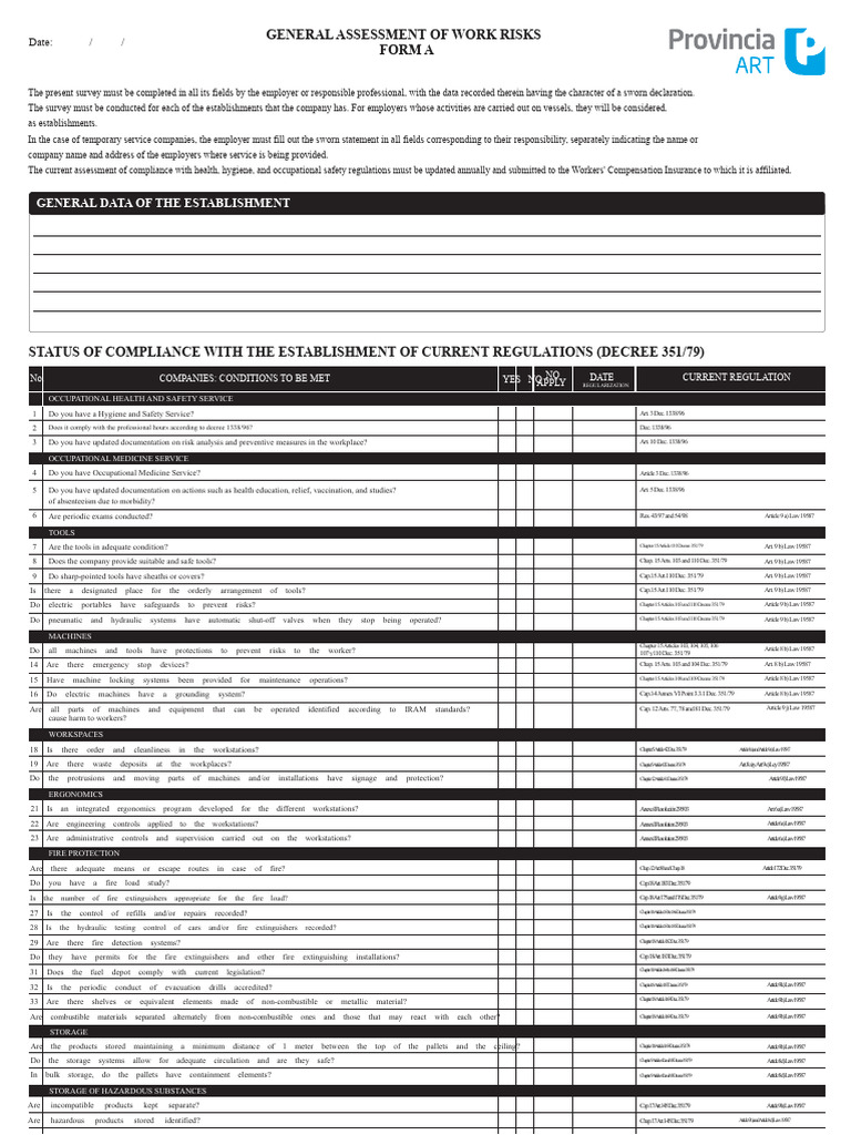 Province Art RGRL Form A | PDF | Occupational Safety And Health ...