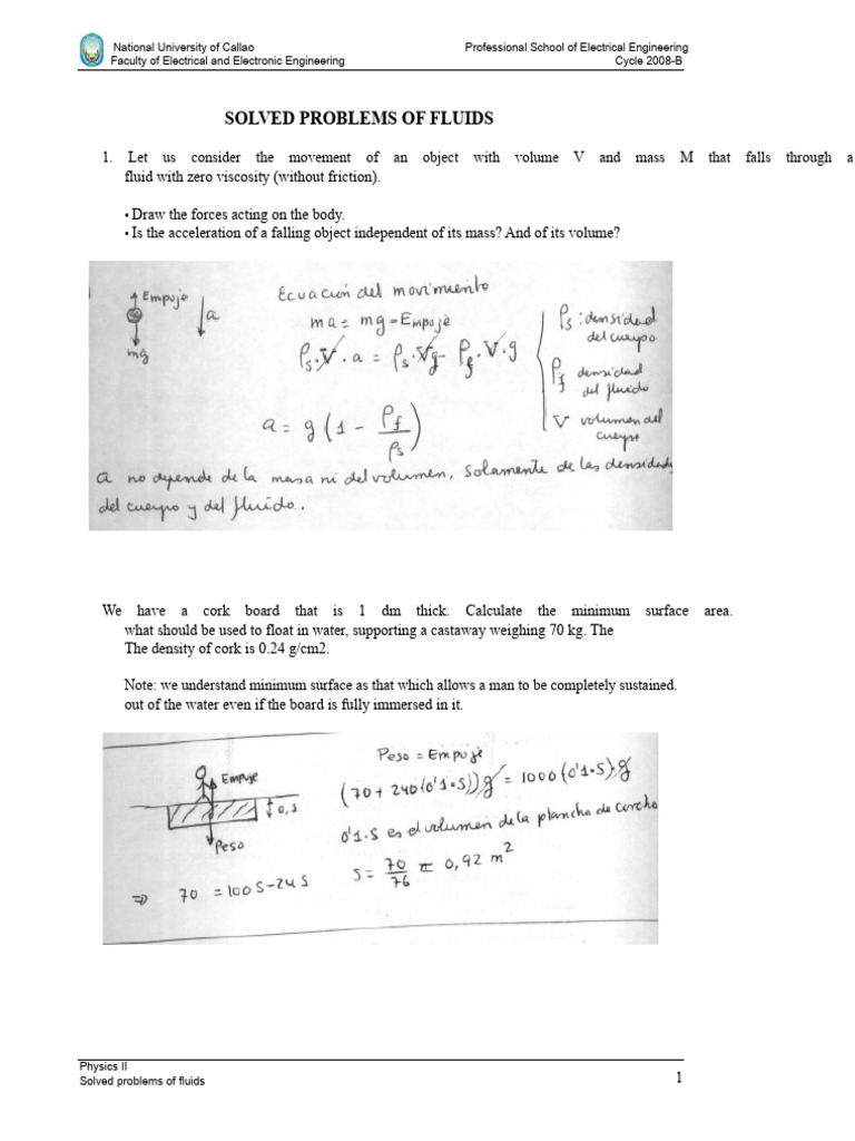 Solved Problems of Fluids Physics II | PDF | Buoyancy | Physical Phenomena