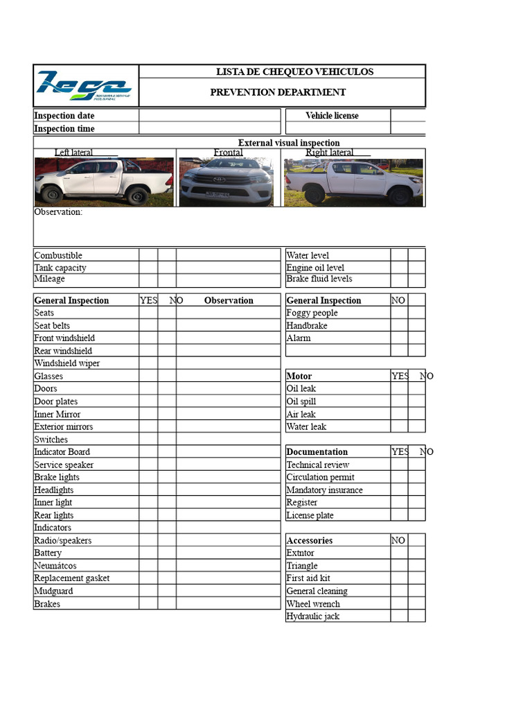 Inspection Toyota Truck | PDF