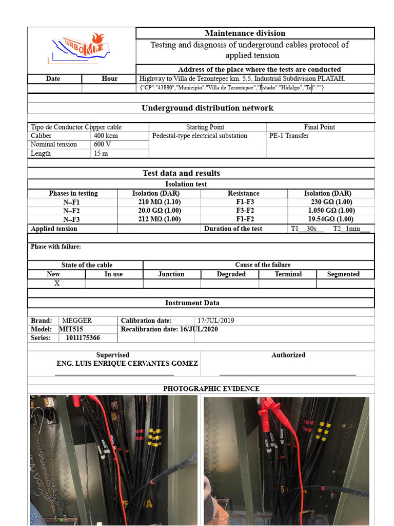 Underground Cable Testing Protocols | PDF | Power Engineering ...