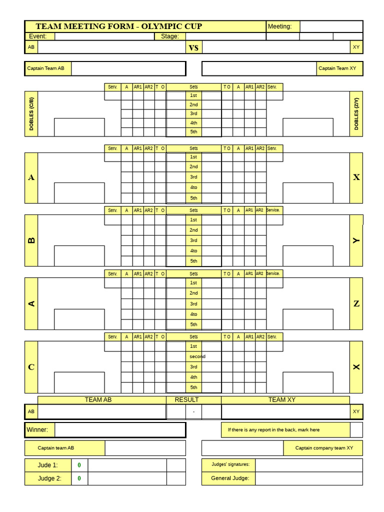 Olympic Cup Team Meeting Form | PDF | Sports