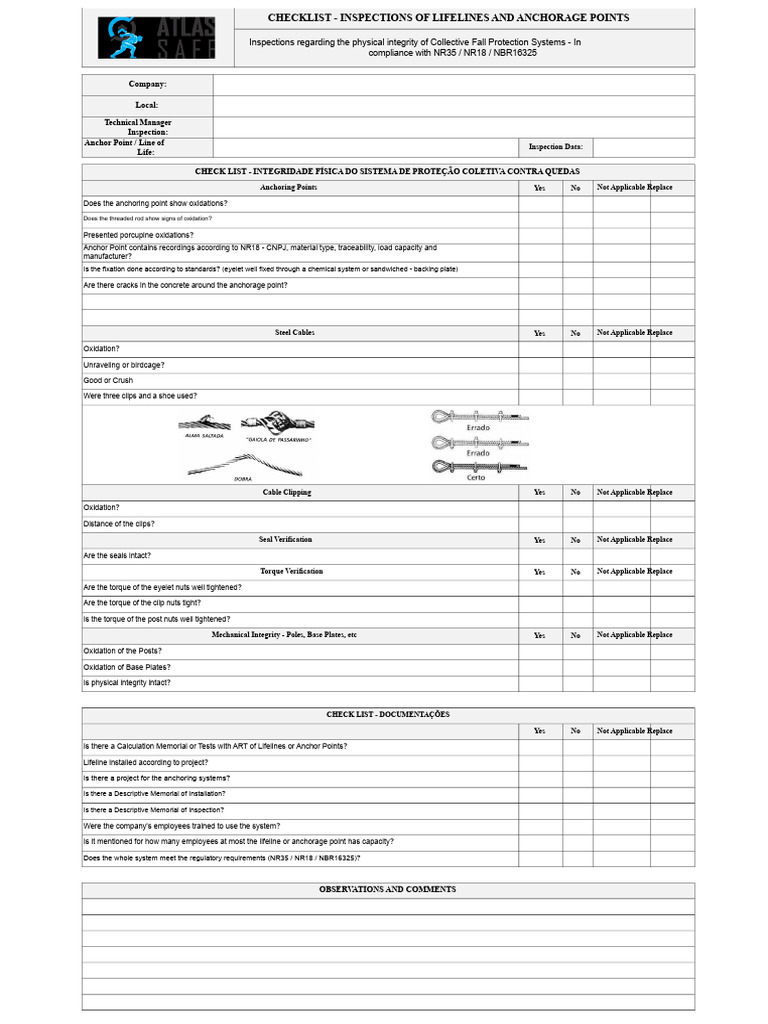 Check List - Lifelines and Anchor Points | PDF | Nut (Hardware ...