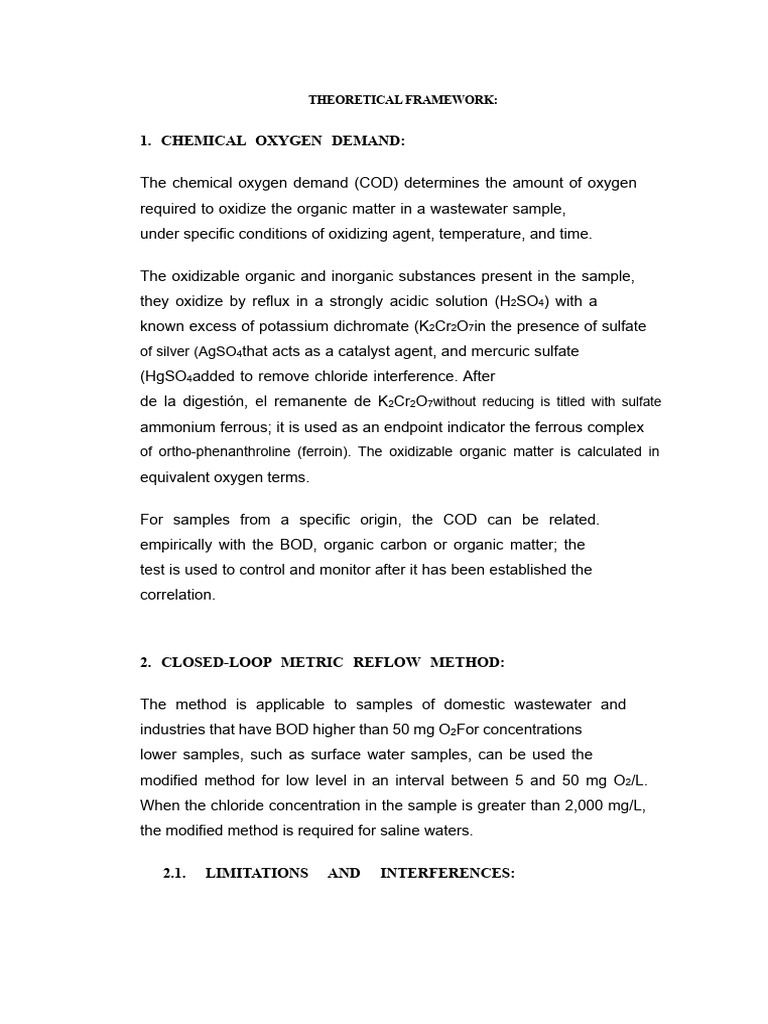 Chemical Oxygen Demand Analysis Methods | PDF | Materials | Chemical ...