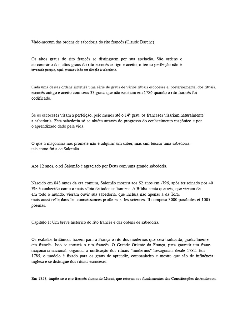 Ordens de Sabedoria do Rito Francês | PDF | Loja Maçônica | Maçonaria