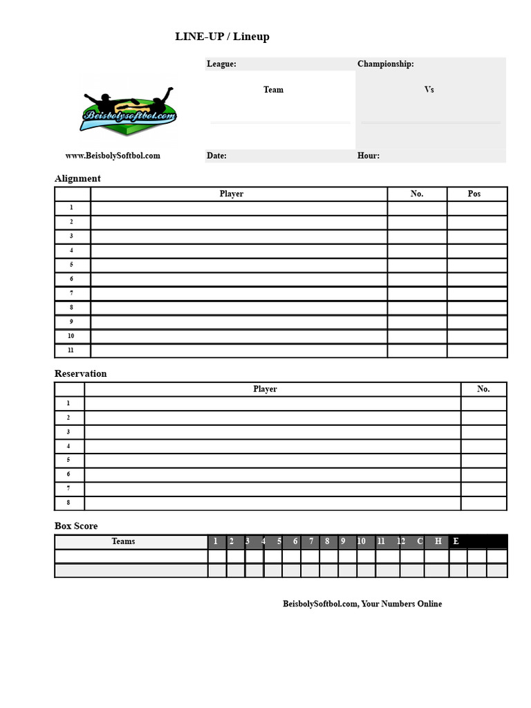 BeisbolySoftbol Lineup and Box Score | PDF