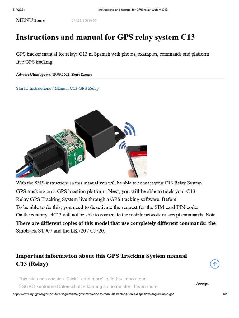 C13 GPS Relay System Manual | PDF | Http Cookie | Global Positioning System