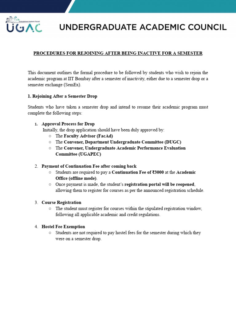 Rejoining IIT Bombay After Inactivity | PDF | Educational Stages