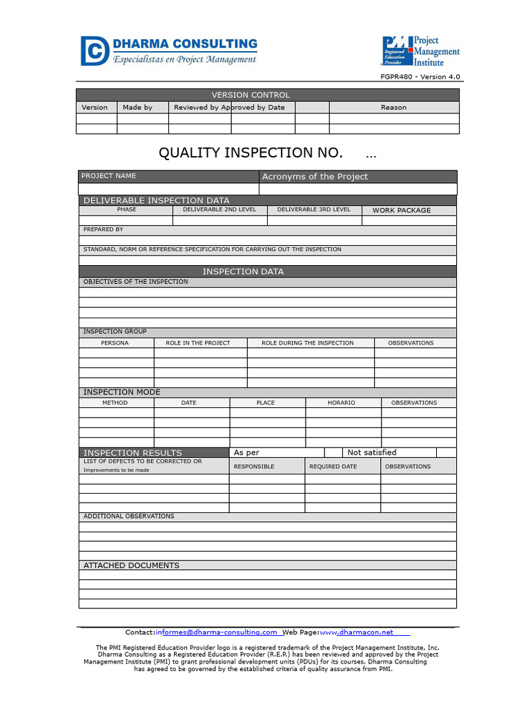Quality Inspection Data Report FGPR480 | PDF