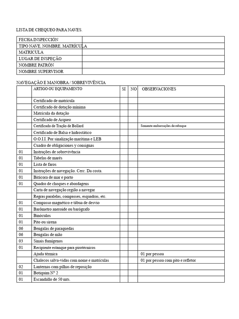 Checklist de Inspeção para Embarcações | PDF | Motores