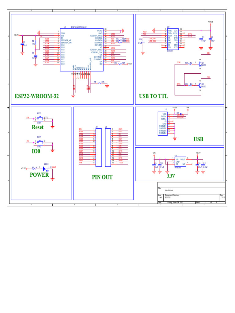 ESP32-WROOM-32 Pinout Diagram | PDF