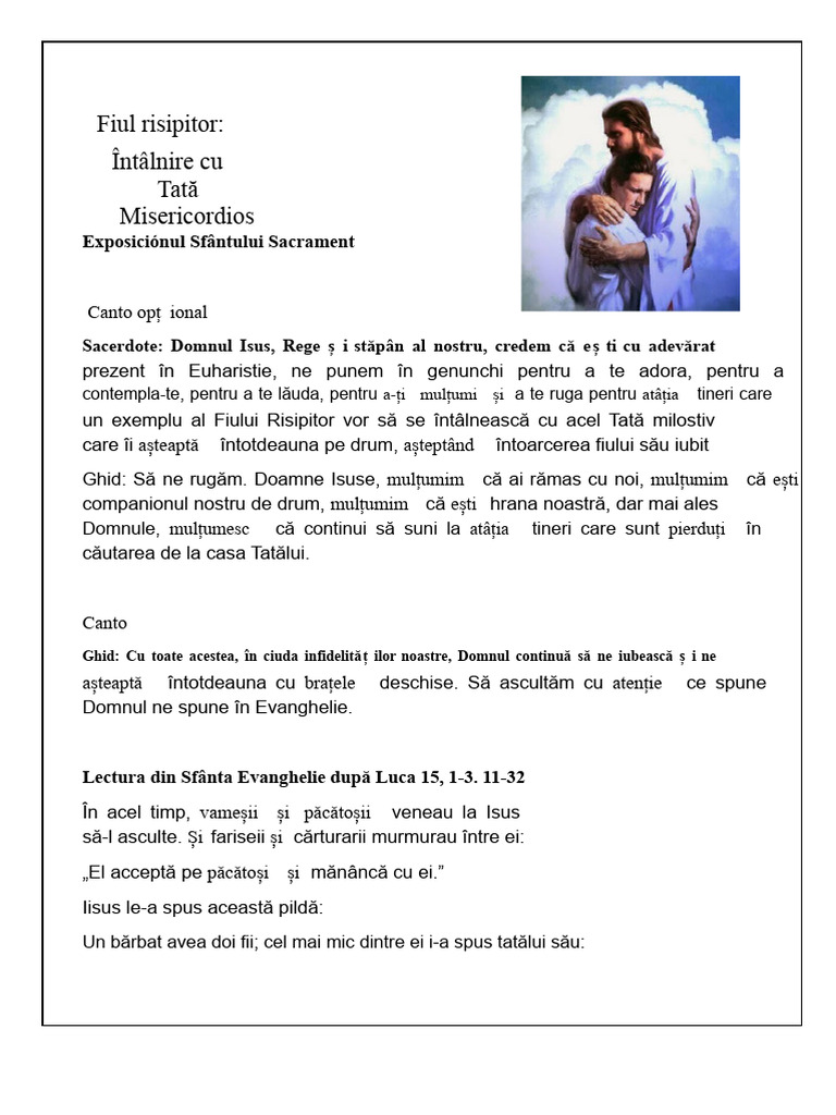 Ora Sfântă Fiul Risipitor | PDF