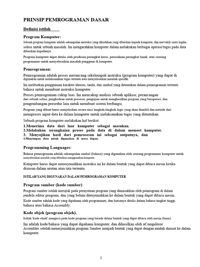 Prinsip Pemrograman Dasar | PDF